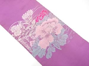 アンティーク　牡丹に菊模様織り出し昼夜帯（材料）